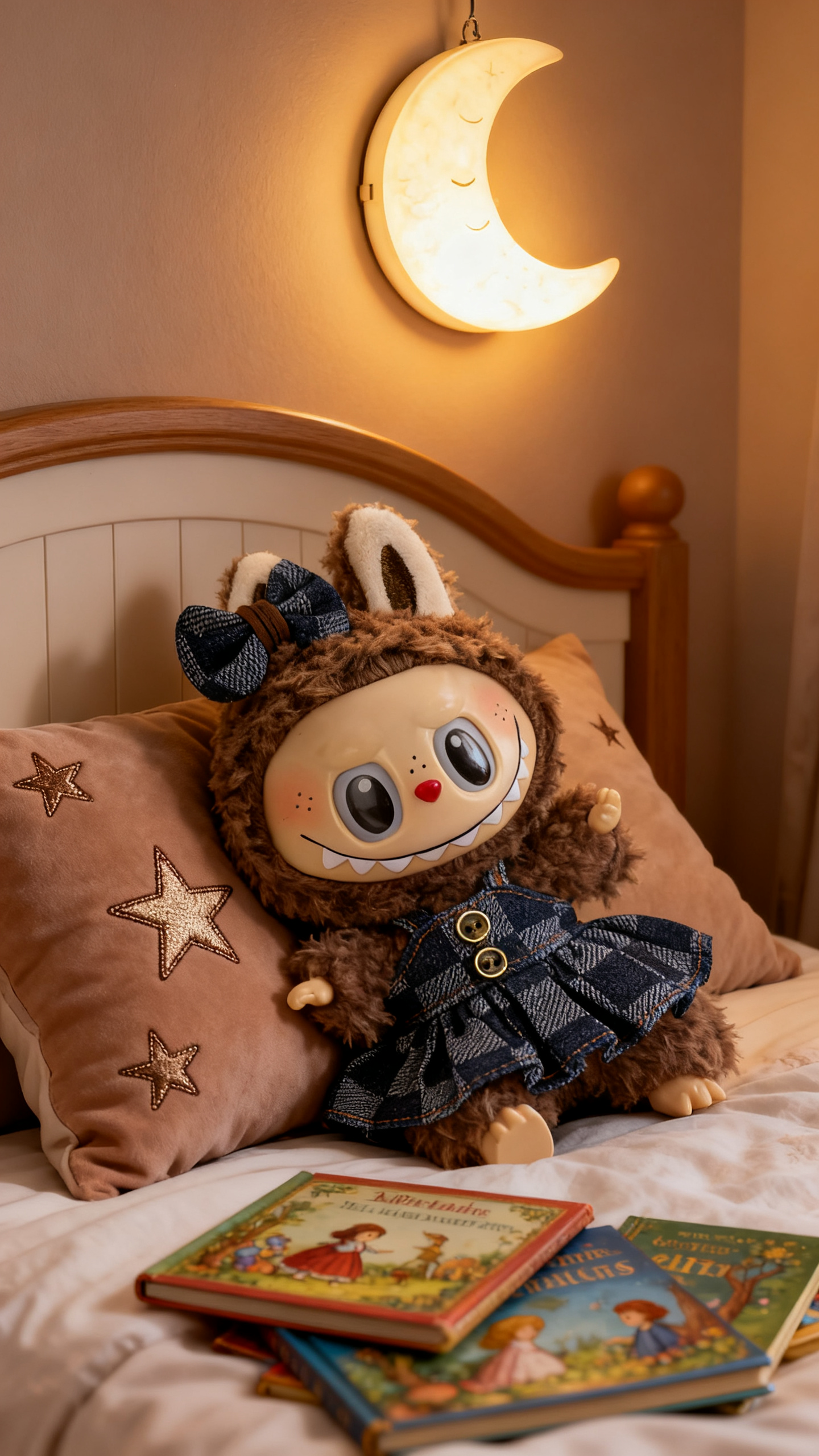 Deep blue and light blue checkered denim dress in a big brand style