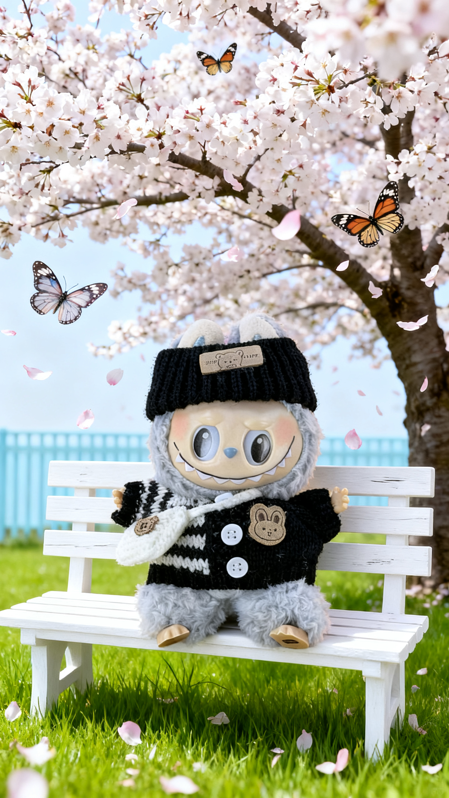 Black and white striped knitted sweater