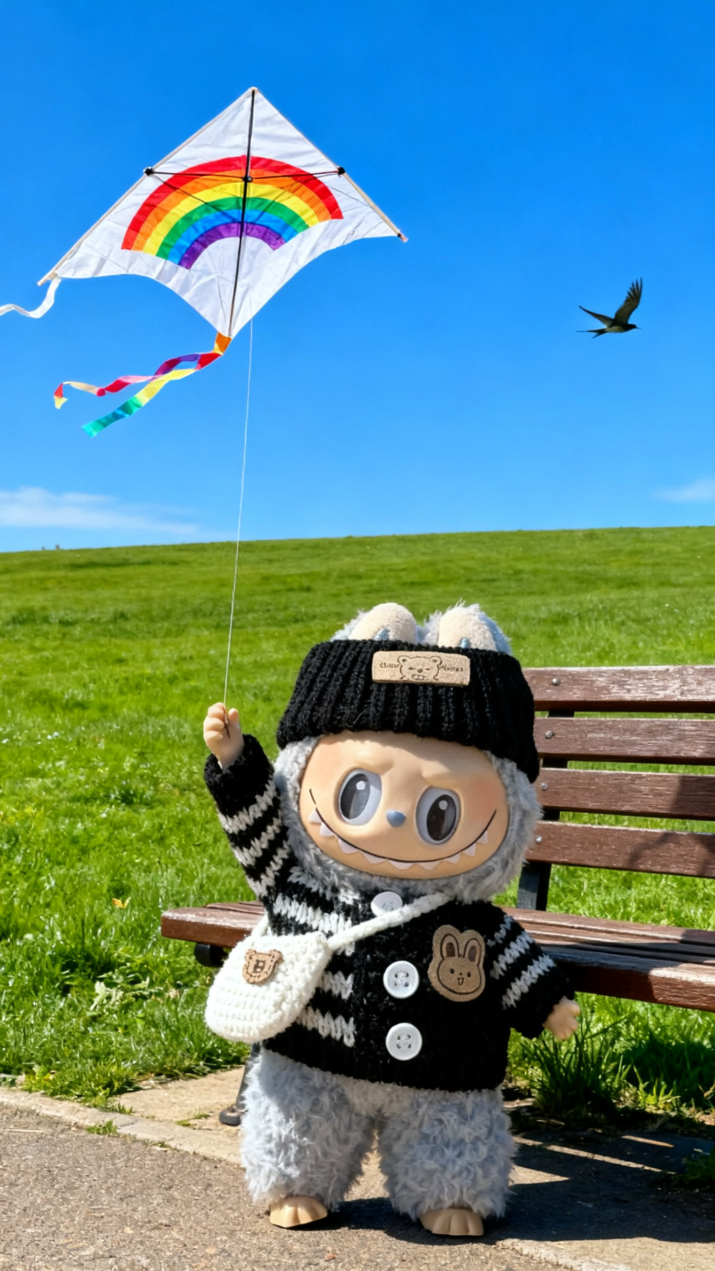 Black and white striped knitted sweater