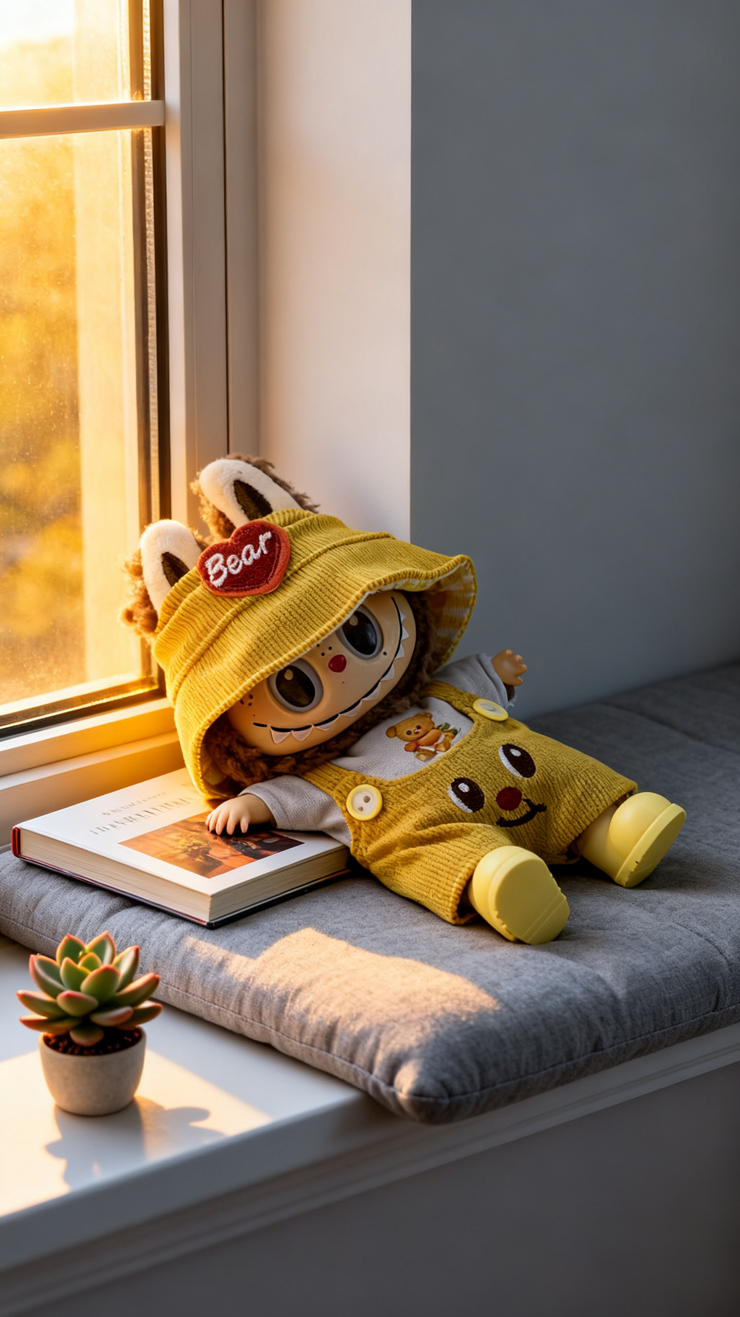 Yellow corduroy hooded trousers