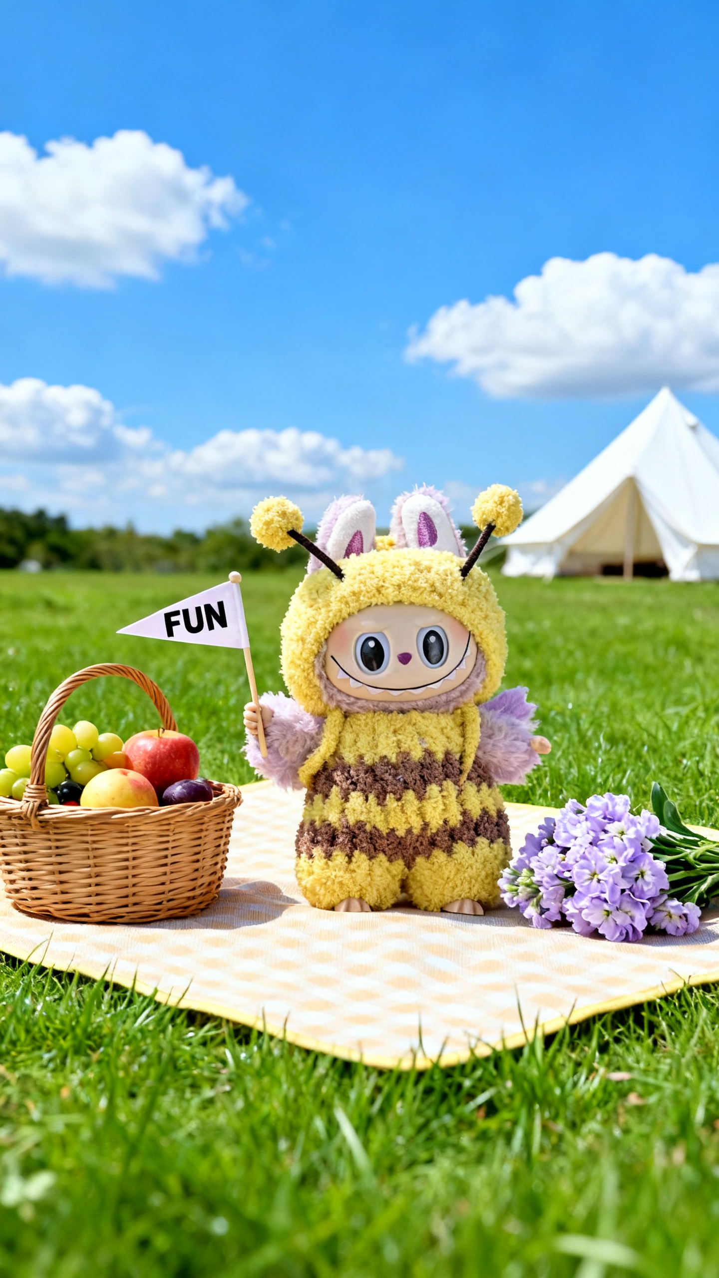 Yellow plush little bee set