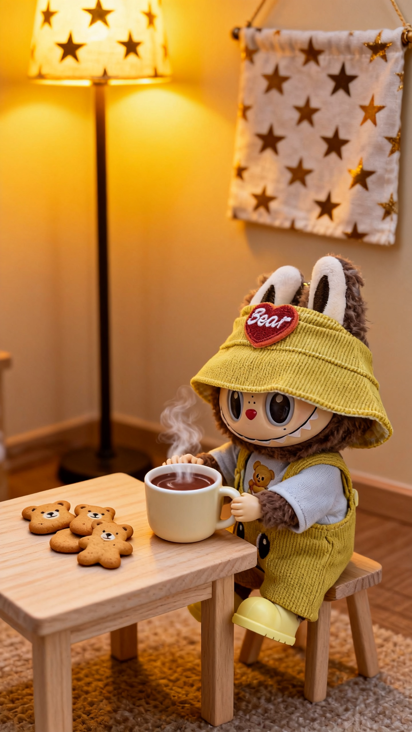 Yellow corduroy hooded trousers