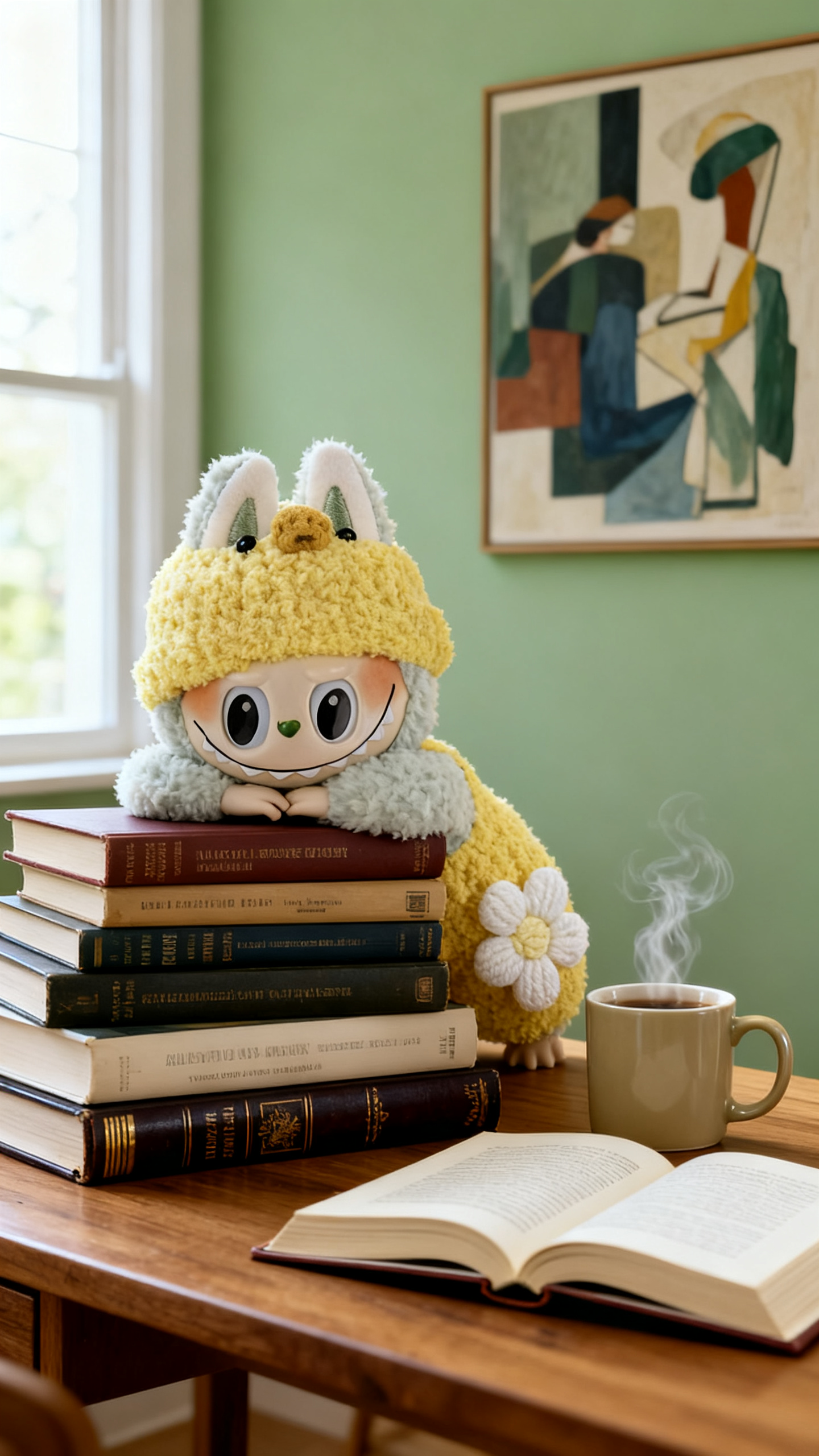 yellow plush and white floral dress