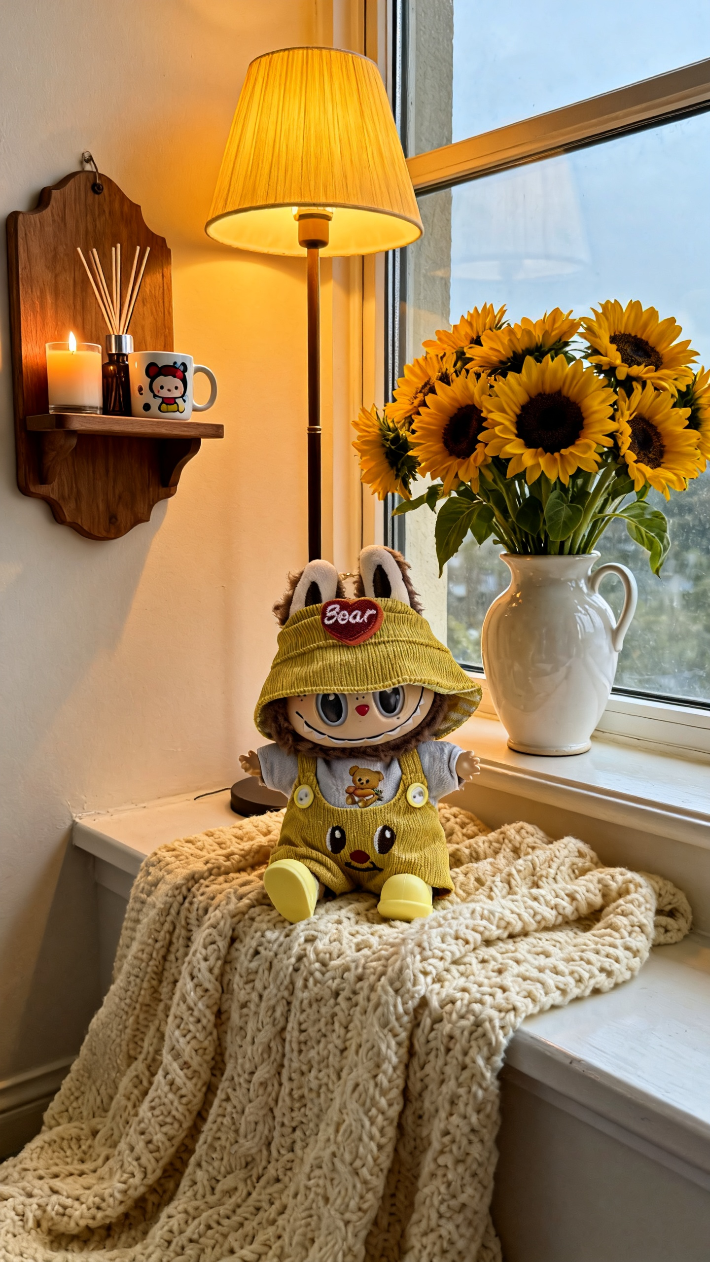 Yellow corduroy hooded trousers