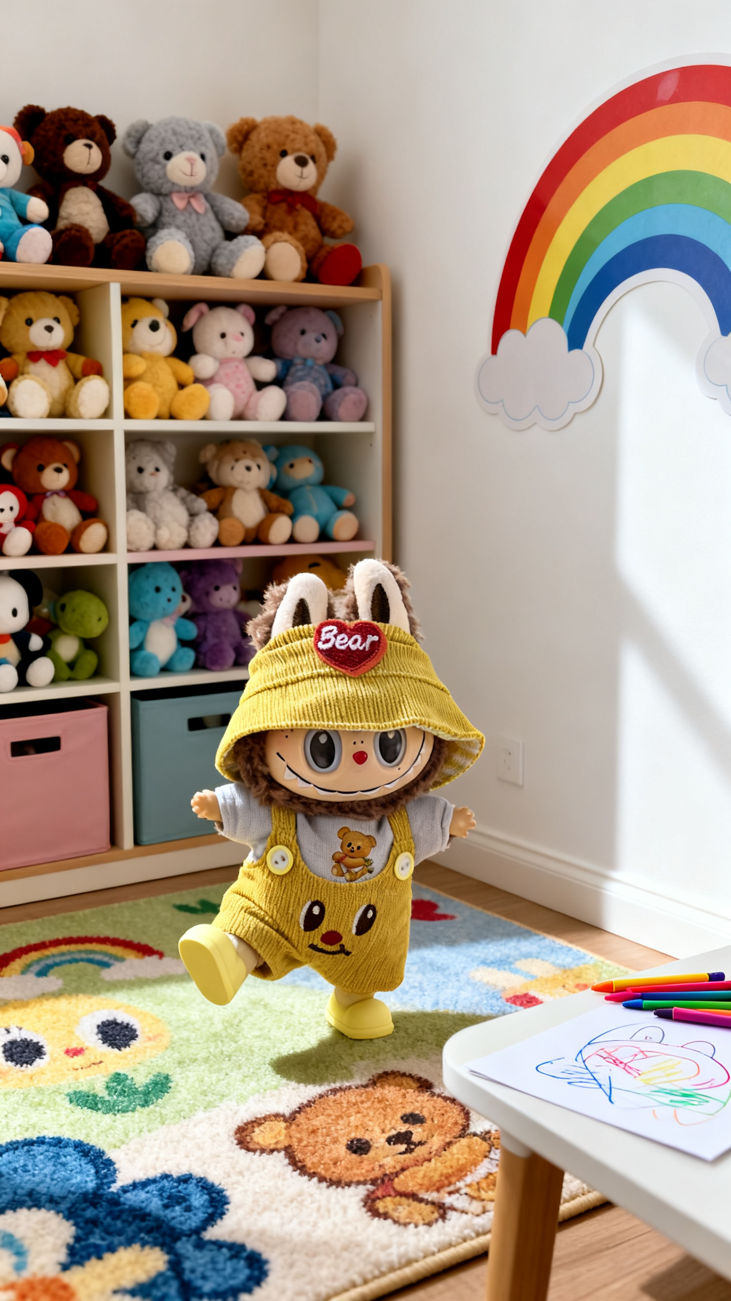 Yellow corduroy hooded trousers