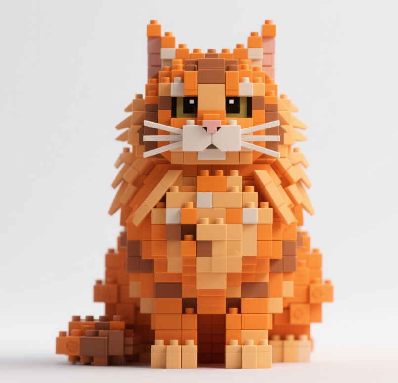 Brick Cats –Orange Maine Coon Building Kit