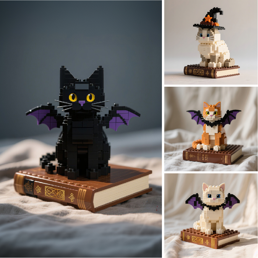 Limited Edition – 🧙‍♀️ Halloween Magic Cat Brick Set