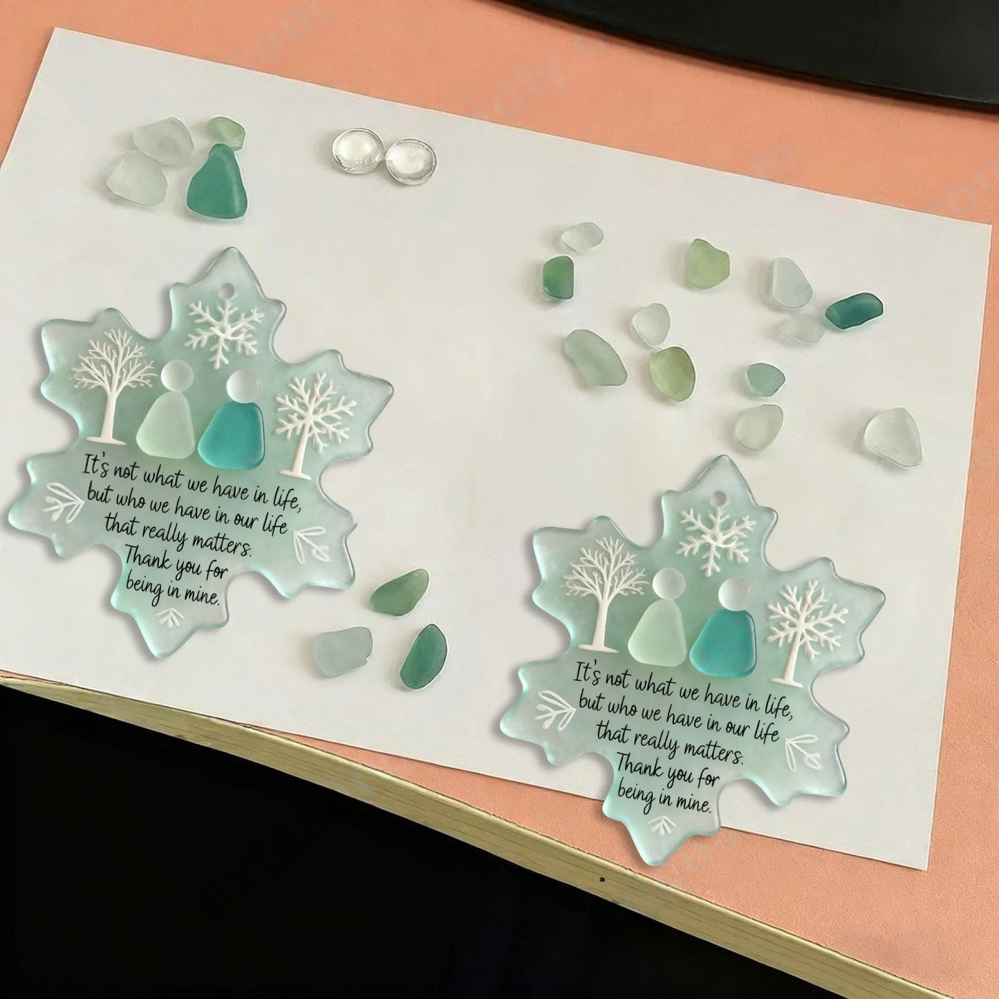 🌊Snowflake-Shaped Sea Glass Friendship Decor❄️✨ Shaped by Nature & Crafted by Hand!