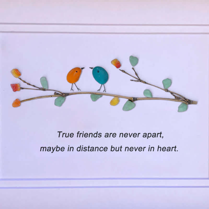 True Friends Quote With Birds Sea Glass Framed Art