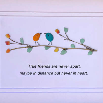 True Friends Quote With Birds Sea Glass Framed Art