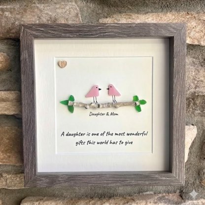💞Daughter and mother's sea glass photo frame - 🎁A heartfelt gift made by hand for Mother's Day with deep affection