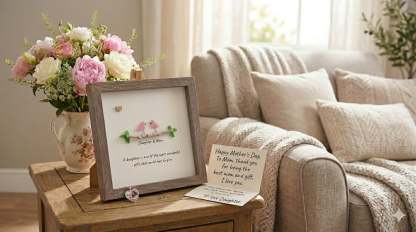 💞Daughter and mother's sea glass photo frame - 🎁A heartfelt gift made by hand for Mother's Day with deep affection