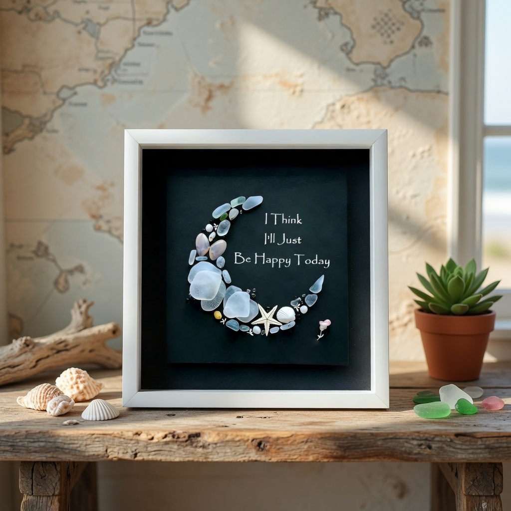“I Think I’ll Just Be Happy Today.” Sea Glass Moon Art