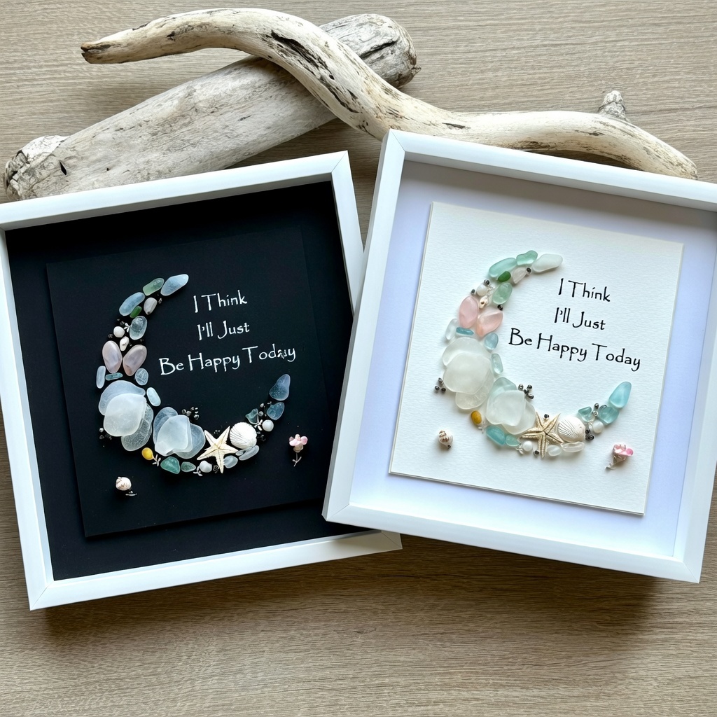 “I Think I’ll Just Be Happy Today.” Sea Glass Moon Art