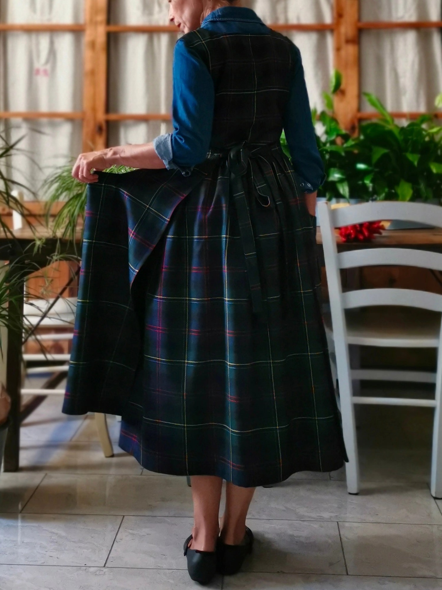 Blue, Green and Red Tartan Apron