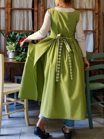 Green Cotton Kitchen Apron