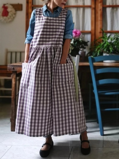 Purple and Green Patchwork Cotton Apron