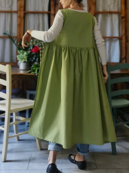 Green Cotton Kitchen Apron