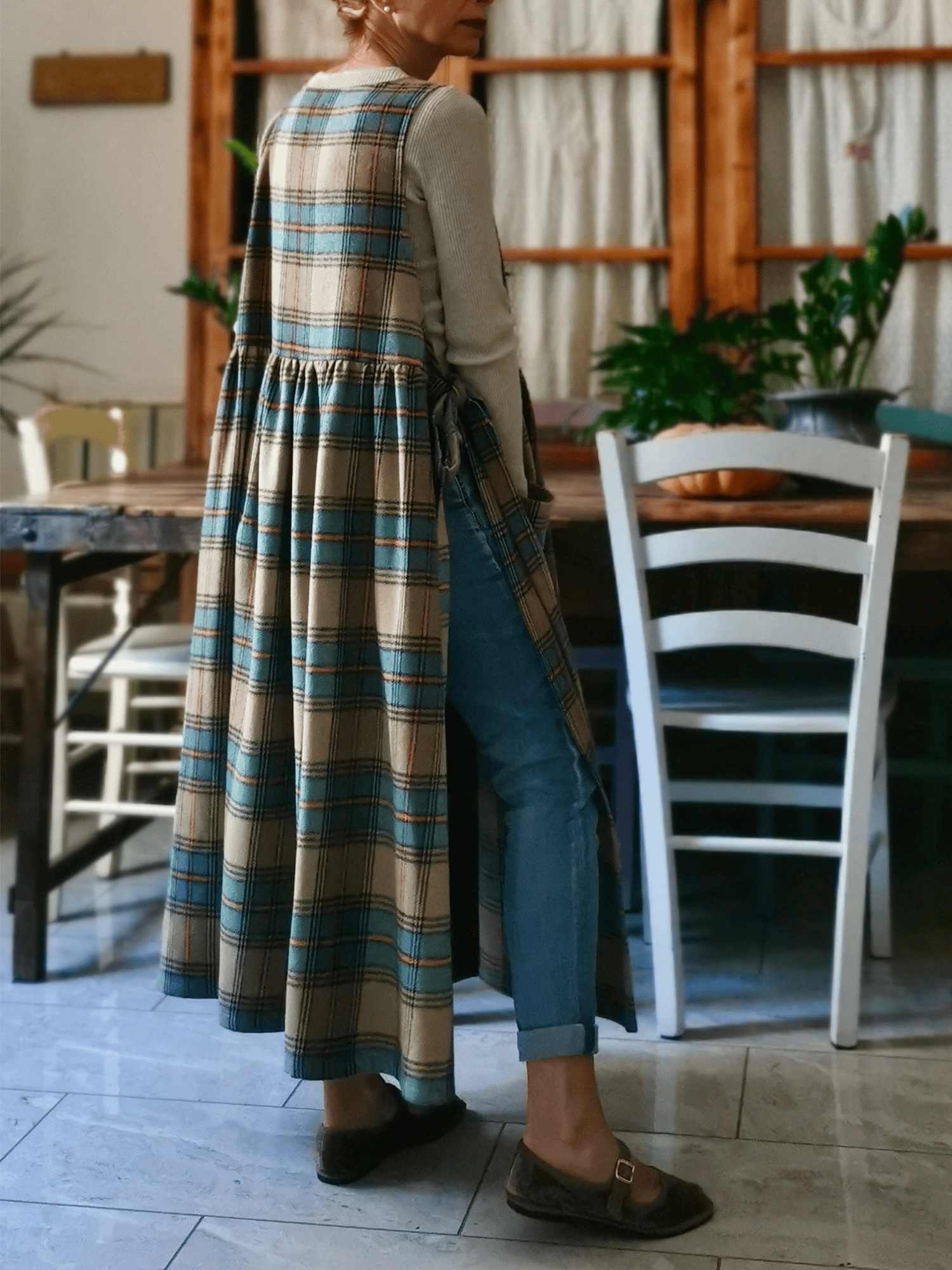 Brown and Blue Tartan Apron