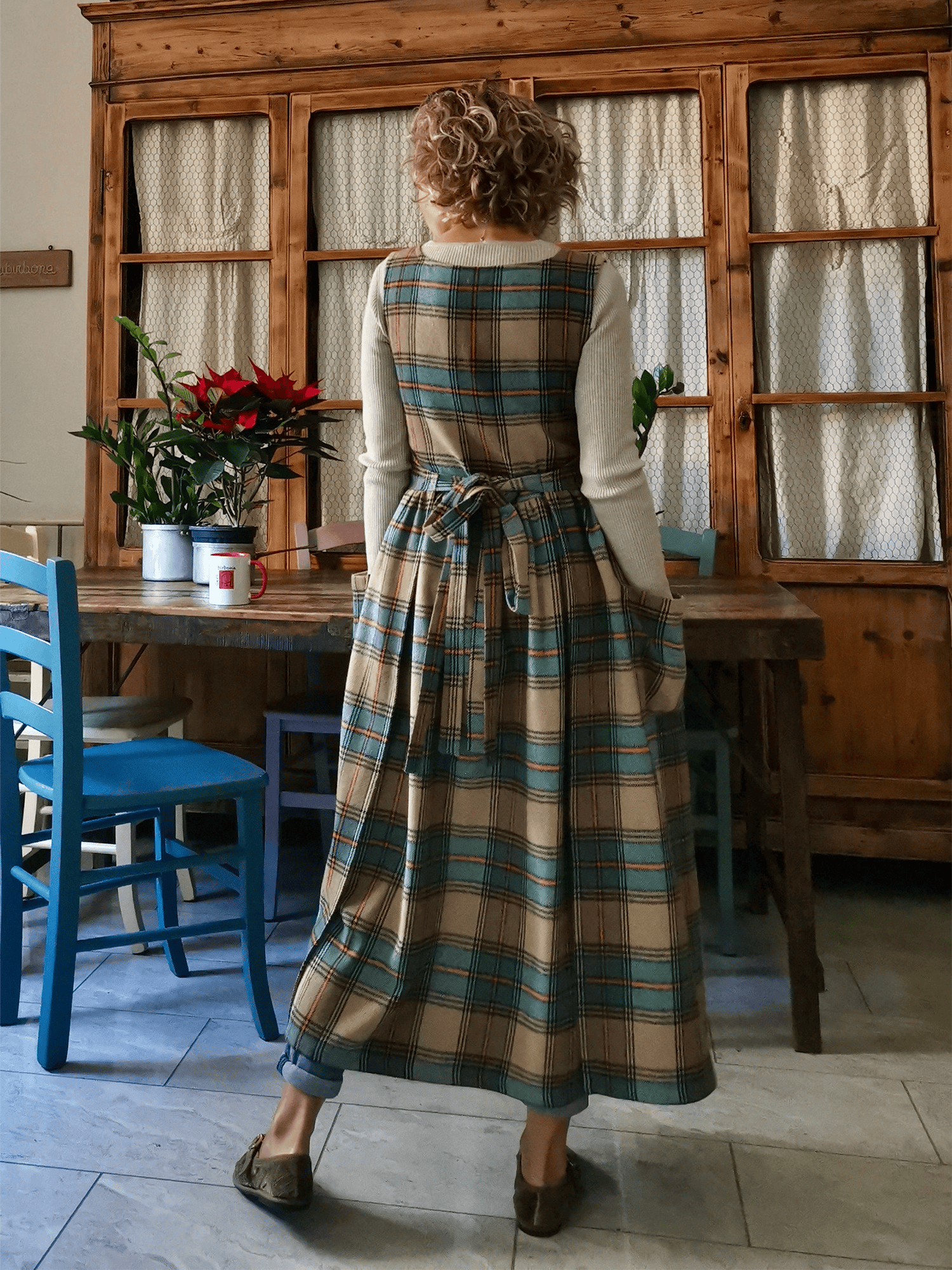 Brown and Blue Tartan Apron