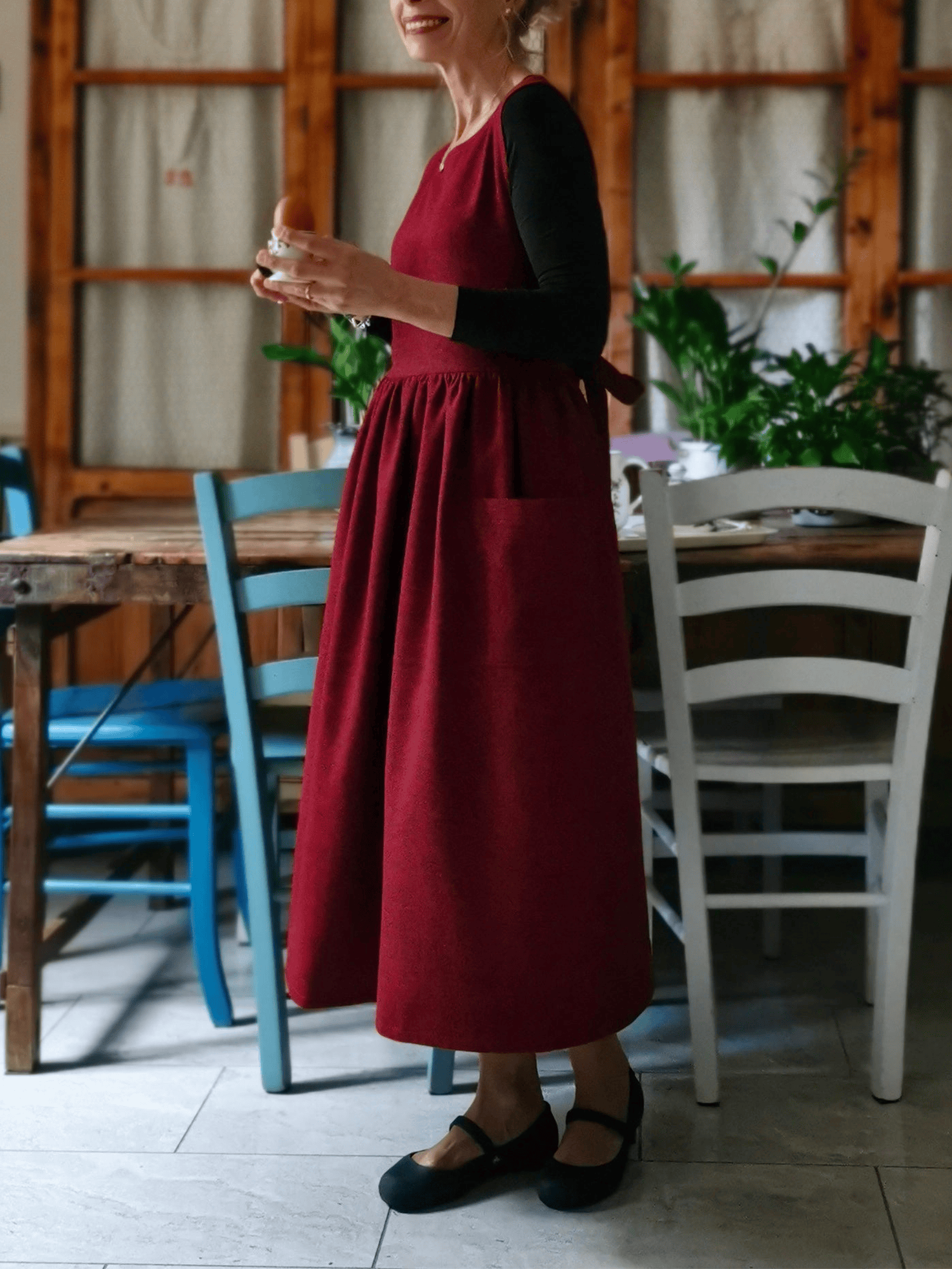 Dark Red Melange Apron