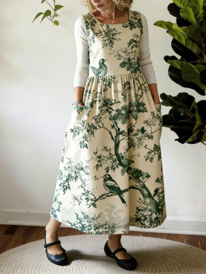 Forest Birds Printed Apron