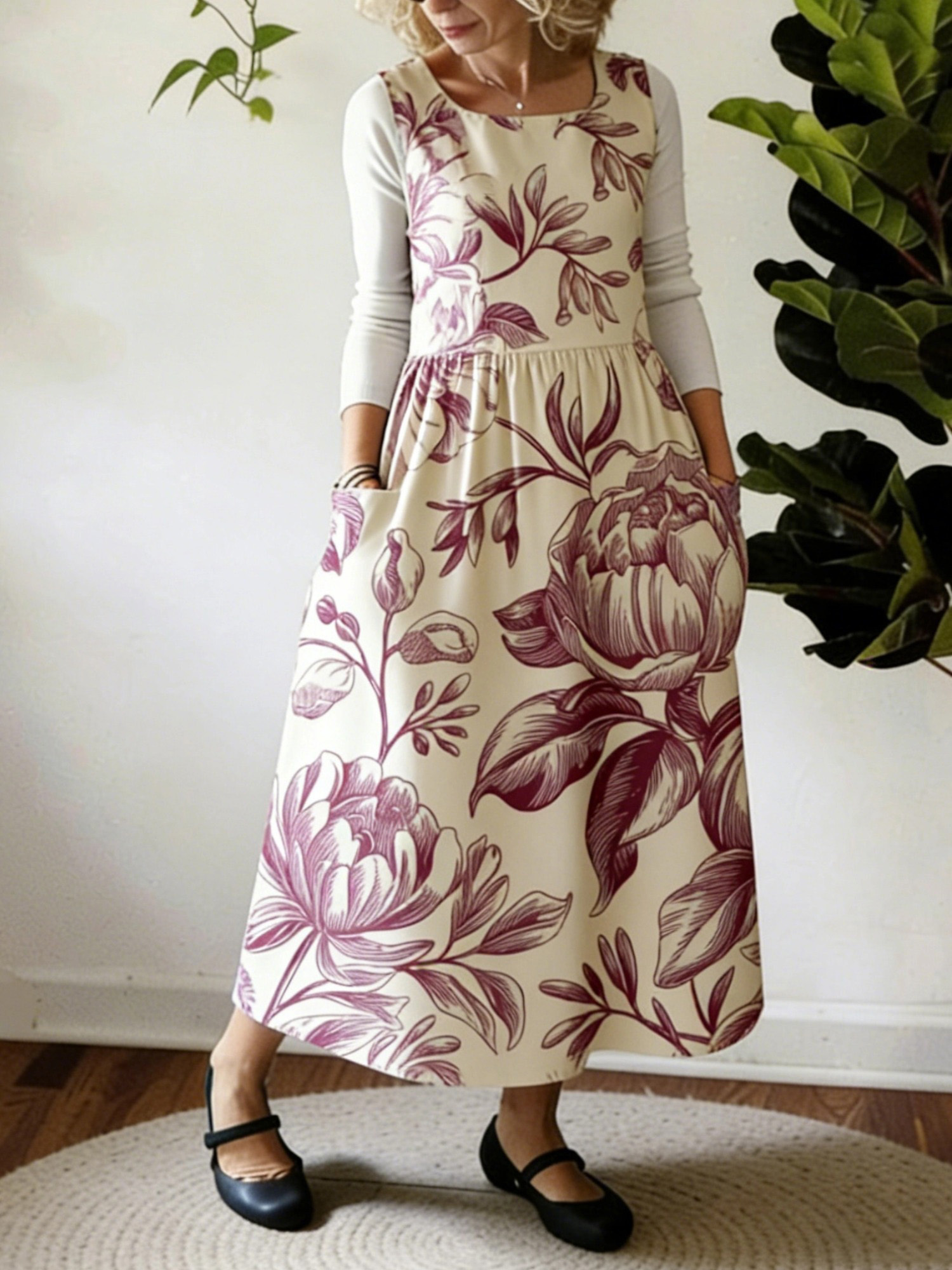 Peony Charm Printed Apron