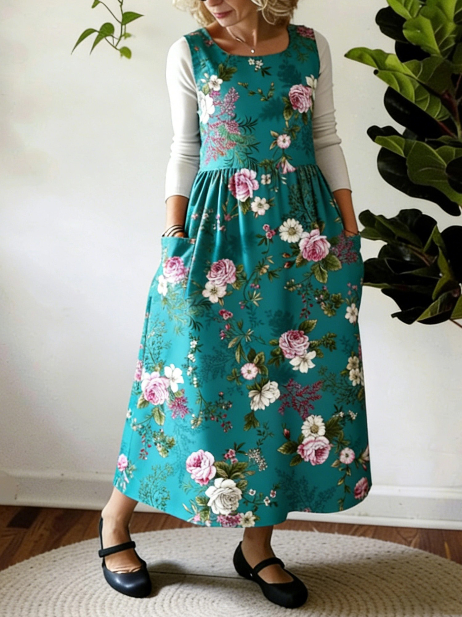 Emerald Floral Printed Apron