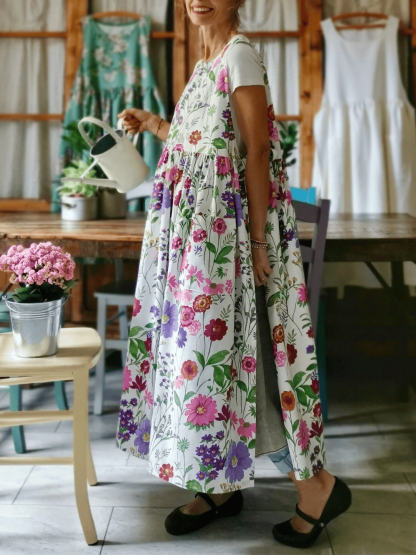 Cotton Apron with Summer Flowers