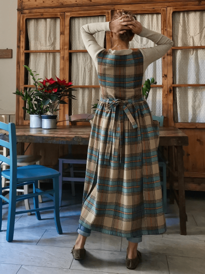 Brown and Blue Tartan Apron