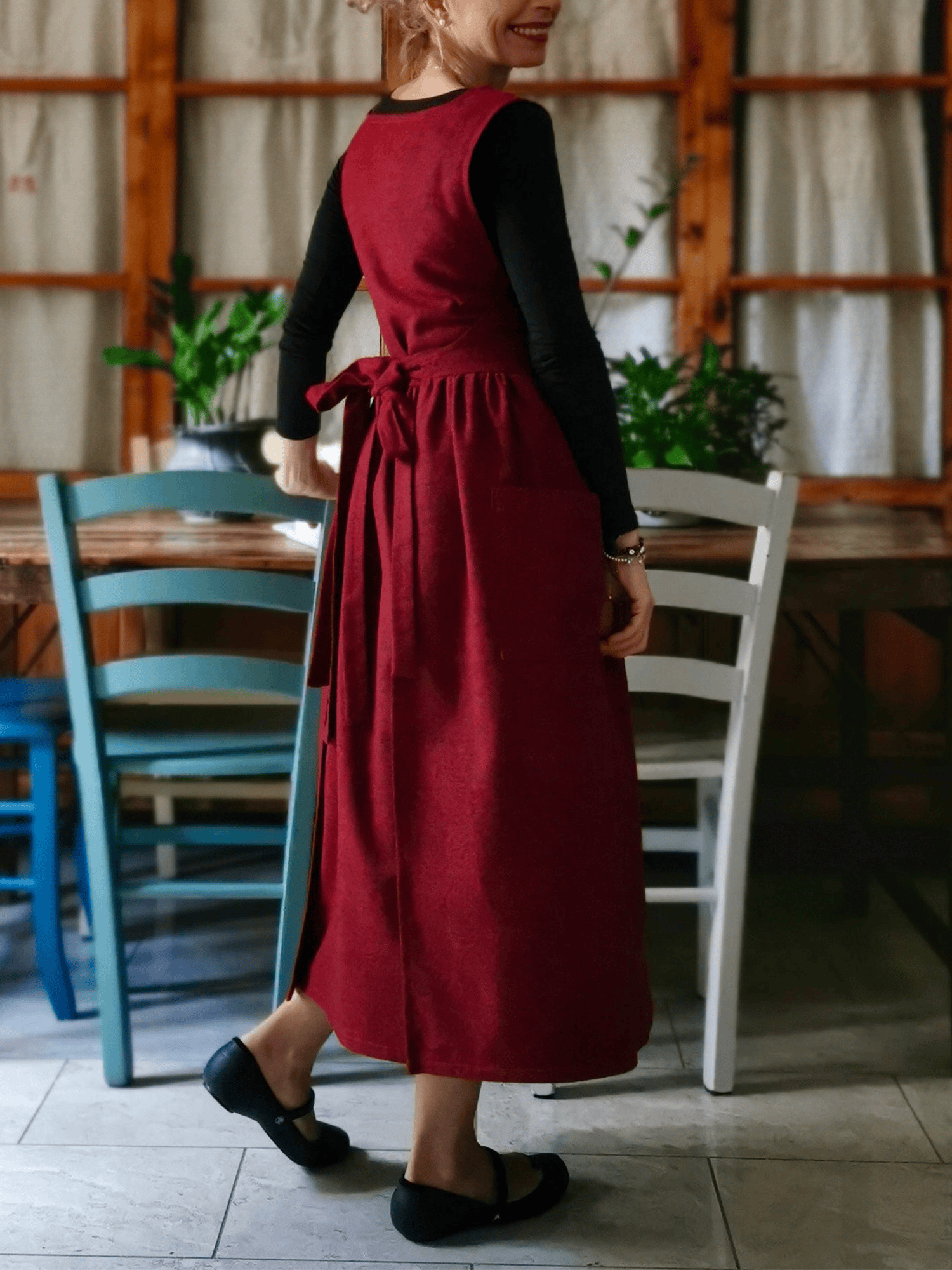 Dark Red Melange Apron