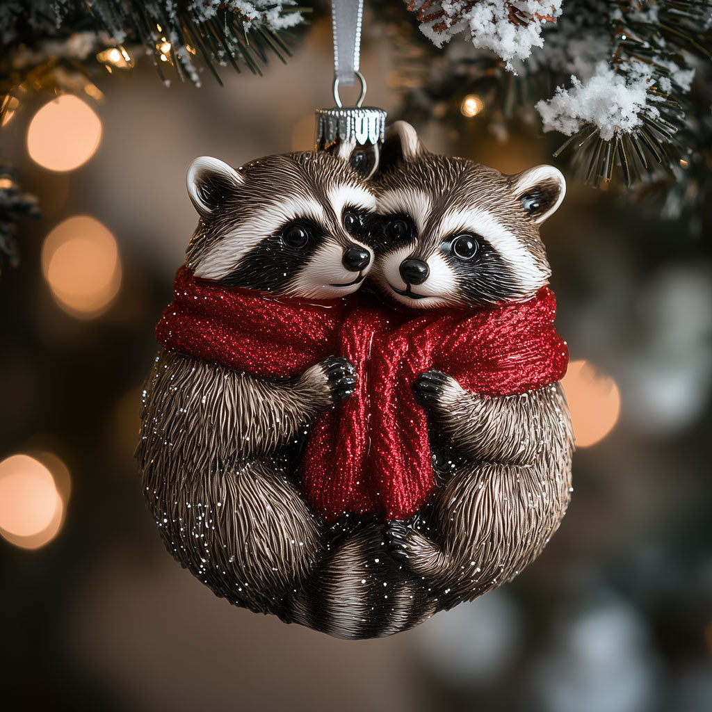 Cozy Raccoon Hug LT2110004CL Christmas Ornament