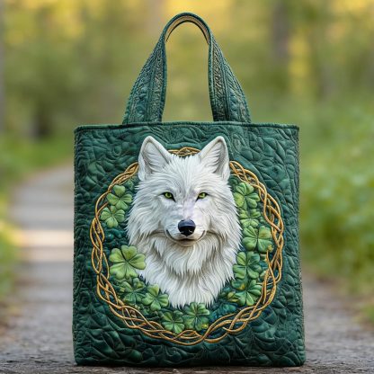 Eternal Wolf Bond Quilted Tote Bag