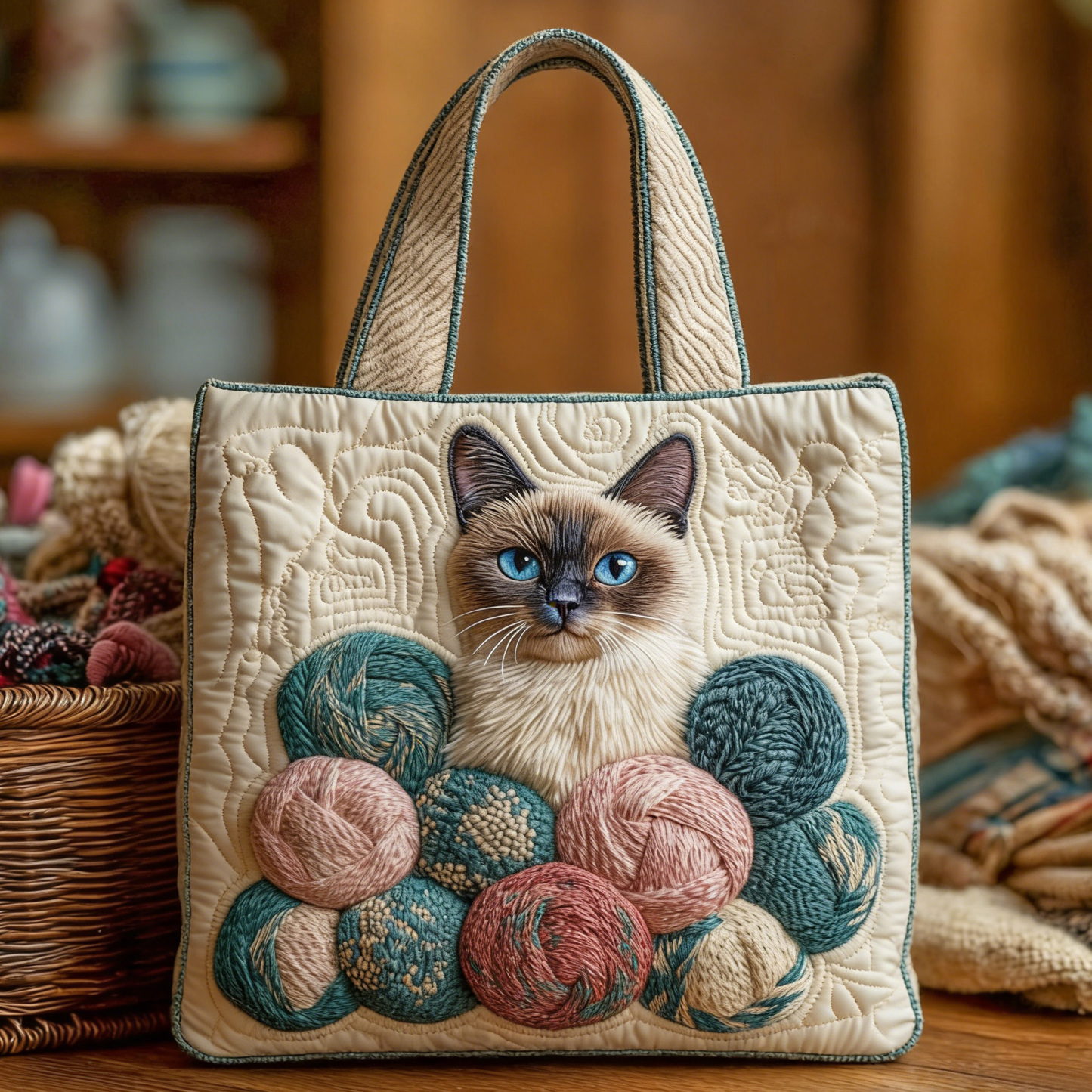 Serene Stitches Quilted Tote Bag