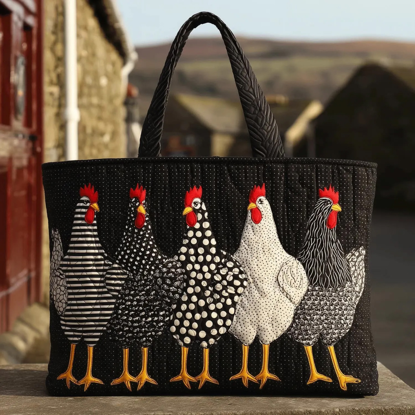 The Hen Lineup Quilted Tote Bag