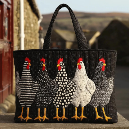 The Hen Lineup Quilted Tote Bag