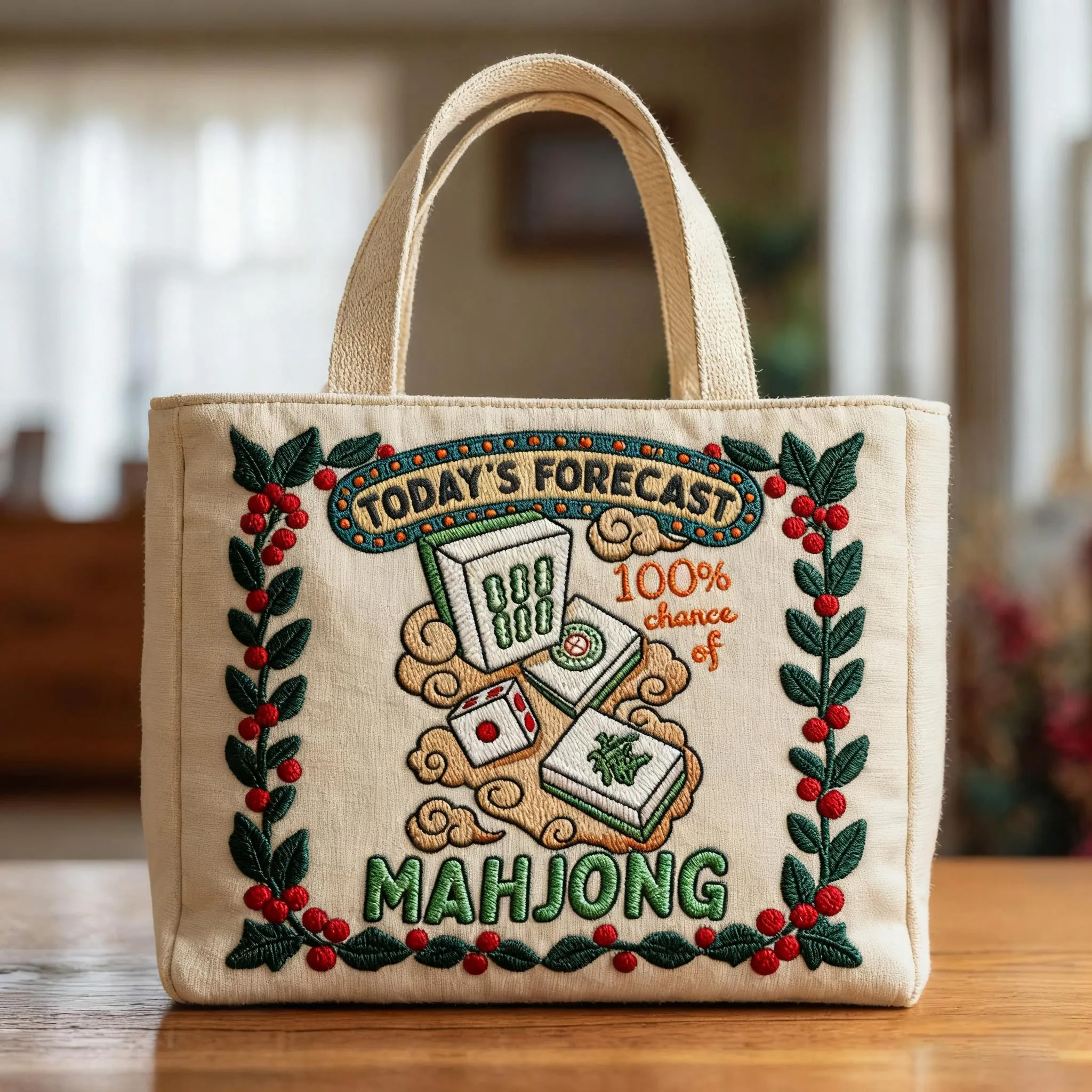 Mahjong print pattern Quilted Tote