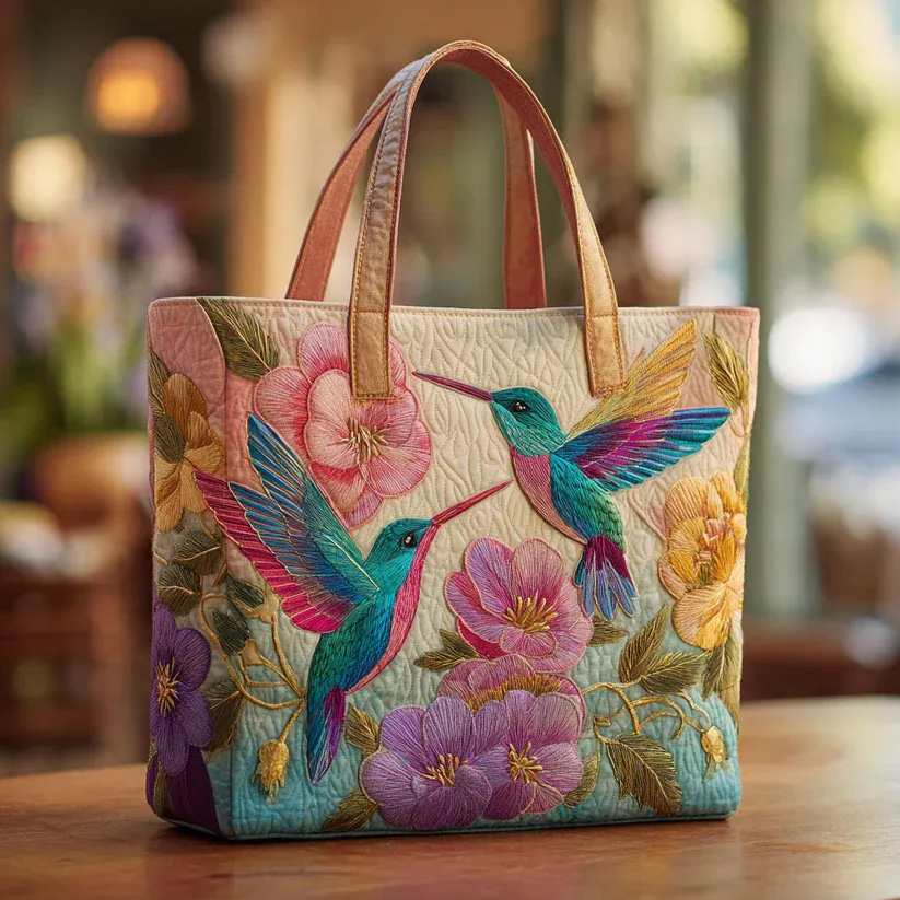 Hummingbird Garden Quilted Tote Bag
