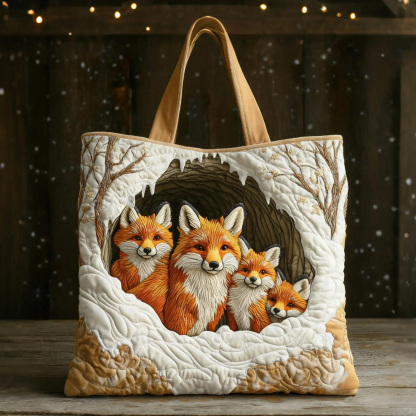 Winter Den Family Quilted Tote Bag