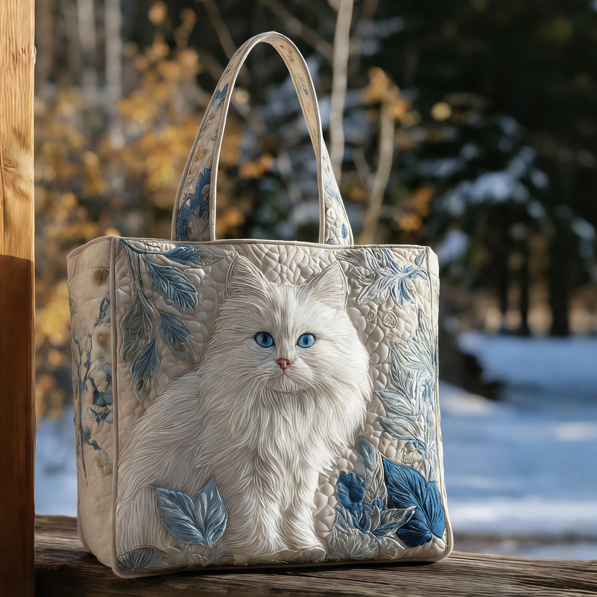 Elegant Meow Quilted Tote Bag