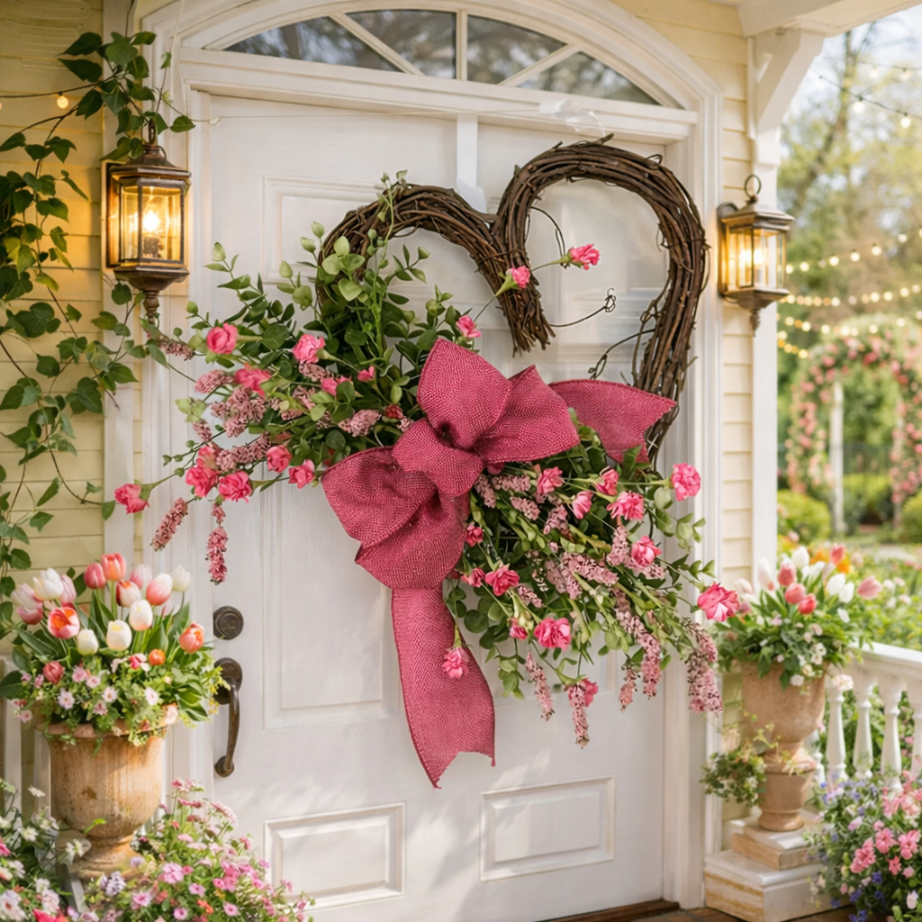 Heart-Shaped Lavender Wreath-Rustic Farmhouse Heart Decoration , Indoor/Outdoor Use