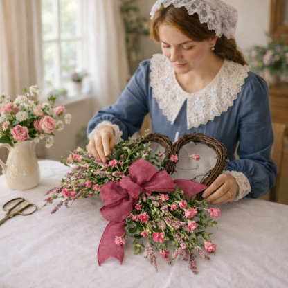 Heart-Shaped Lavender Wreath-Rustic Farmhouse Heart Decoration , Indoor/Outdoor Use