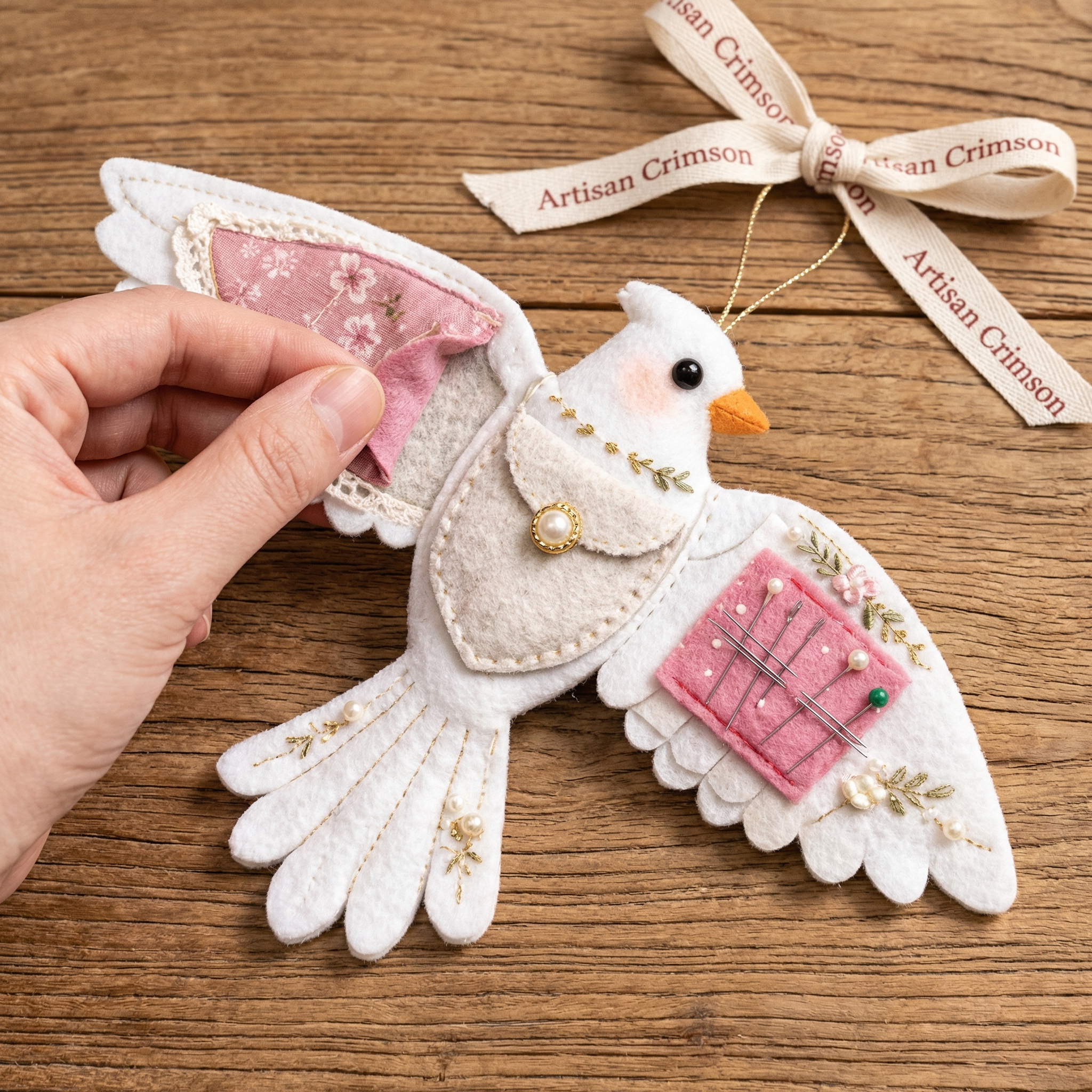 Handcrafted Bird Sewing Heirloom