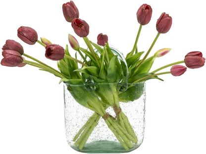 Real Touch Latex Tulip Bouquet (15pcs) – 3 Bunches Faux Tulips for Spring Home & Wedding Decor