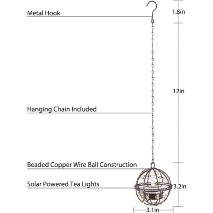 Solar Hanging Tea Light Lantern, Outdoor Waterproof Hanging Lantern