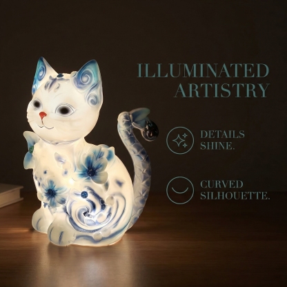Porcelain-Style Cat Night Light Lamp