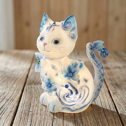 Porcelain-Style Cat Night Light Lamp
