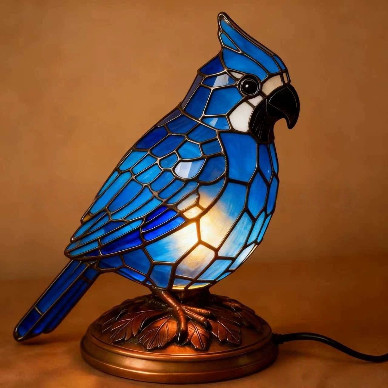 Mosaic-Style Resin Cardinal Table Lamp