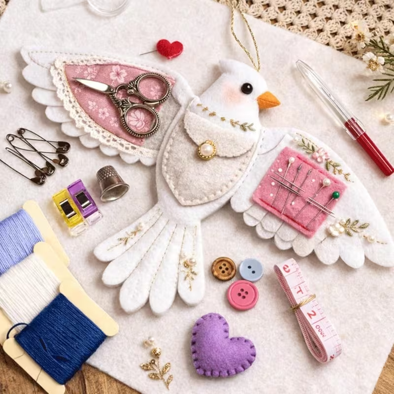 Handcrafted Bird Sewing Heirloom