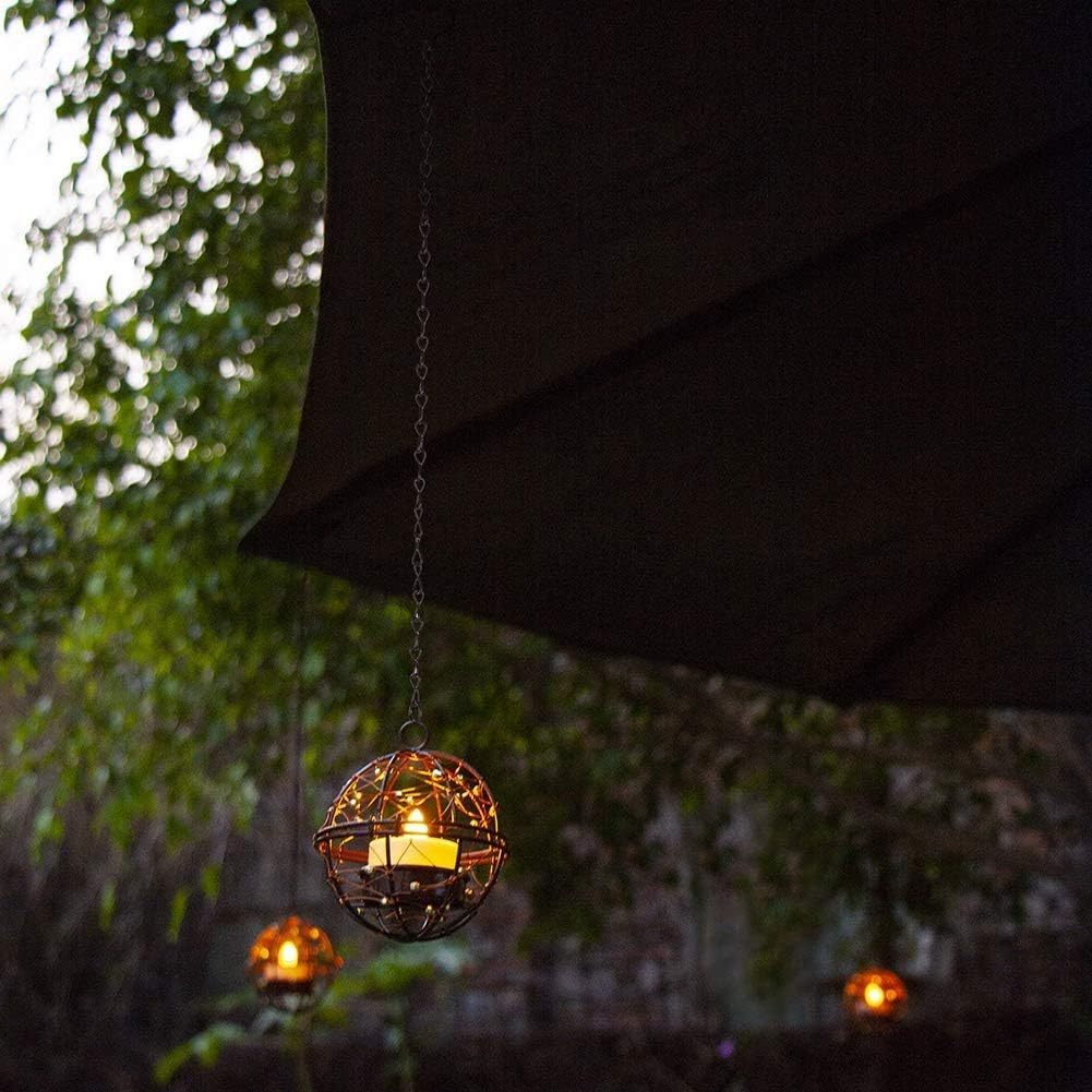 Solar Hanging Tea Light Lantern, Outdoor Waterproof Hanging Lantern